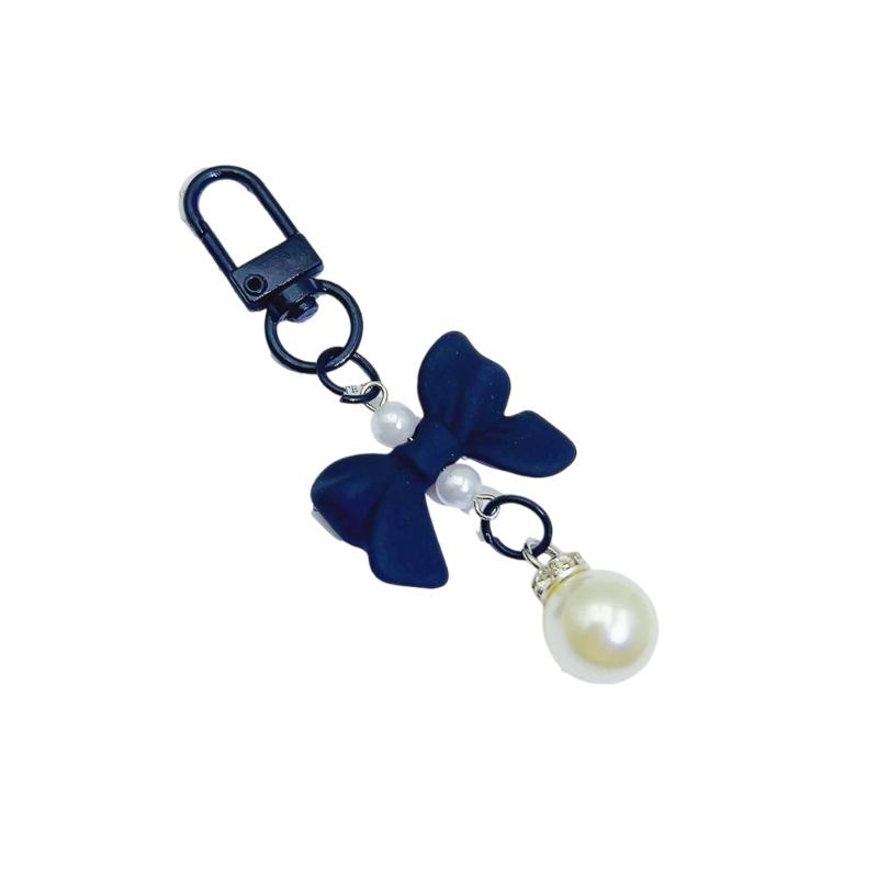 Plastic Acrylic Shimmering Bowknot Pearls Phone Charm Short Pendant Cellphone Detailing Jewelry Lanyard Strap Decoration