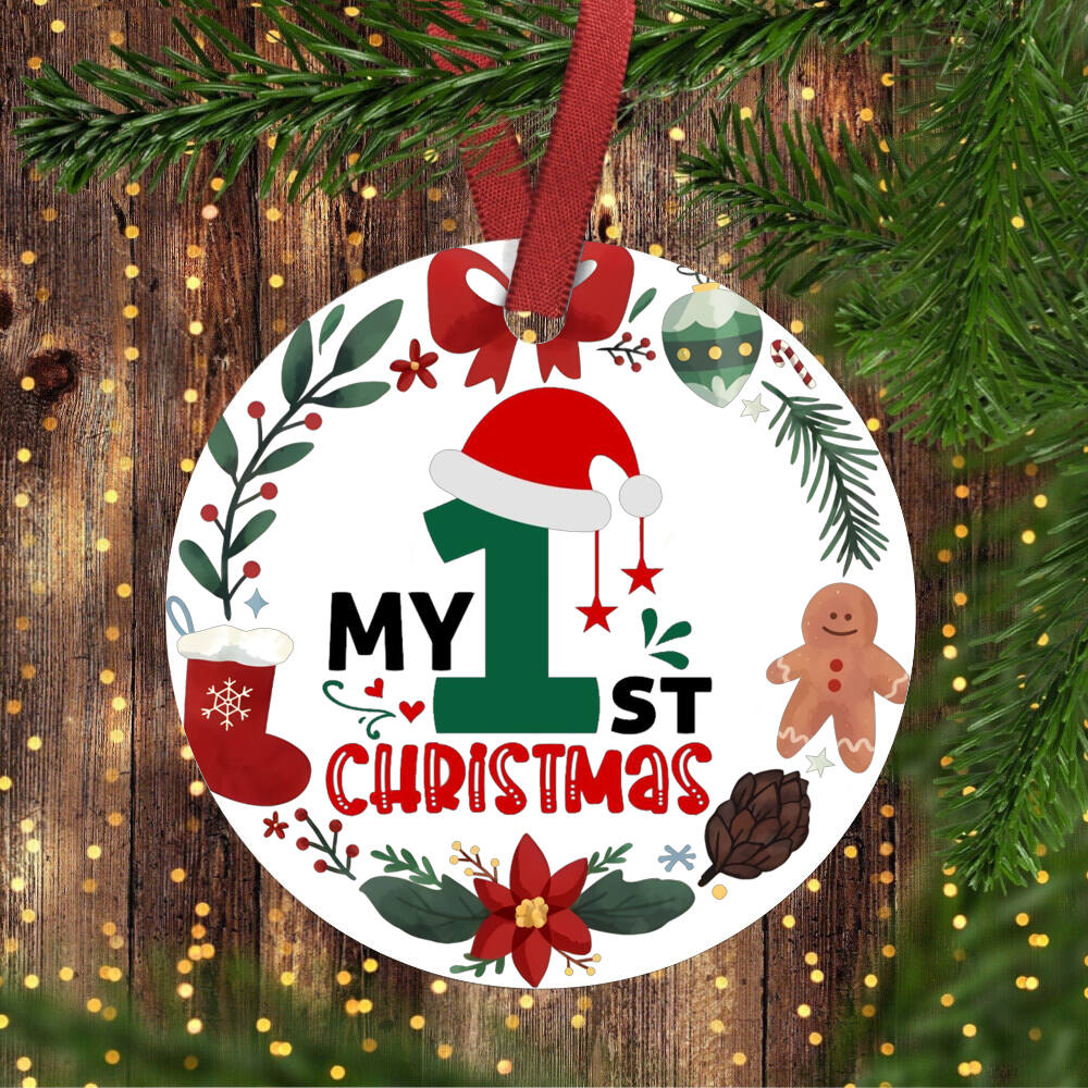 İlk Noel Aile Noel Yuvarlak Süsler El Yapımı Kış Geyikleri Ağaç Oda Kapı Askısı Kolye Süsleme