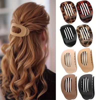 4pcs/set Matte Oval Flat Clip, Minimalist Matte Curved Curved Hair Clip for Women Girls Thick Hair