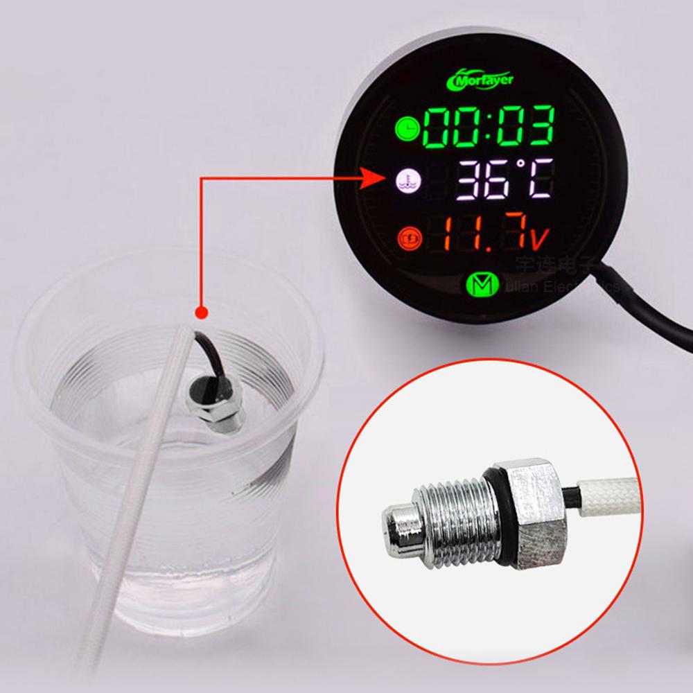 5 In 1 Motorcycle Temperature Guage Water Temperature/Time/Stopwatch/Voltage Display 9-24V LED Night Vision Motorbike Instrument