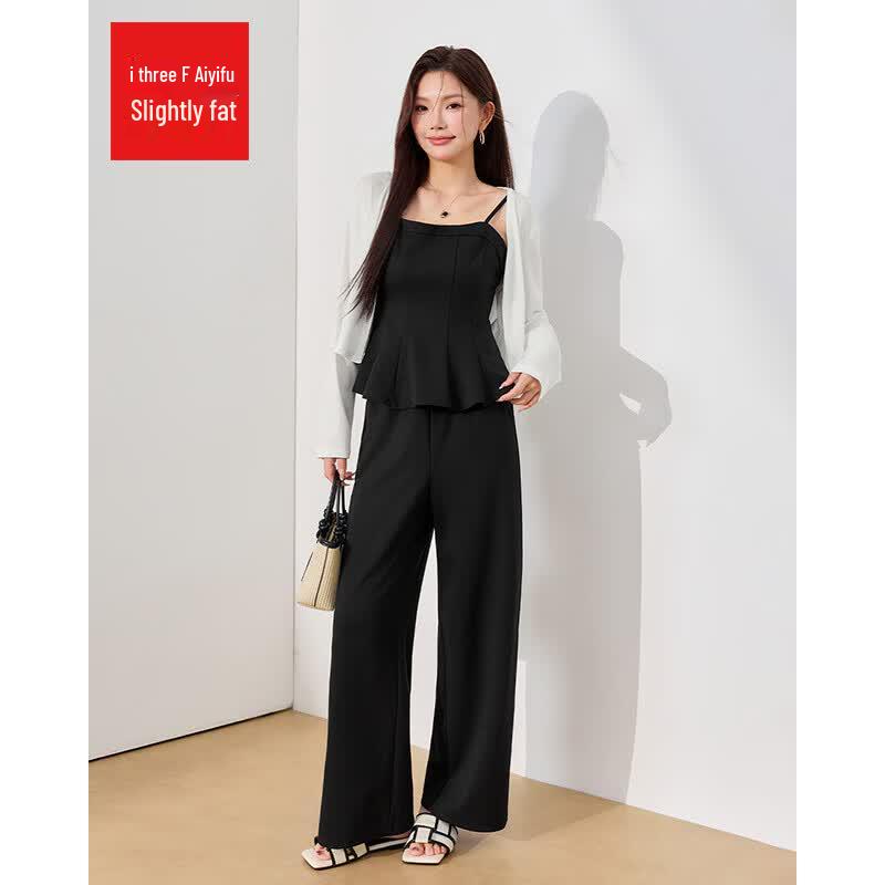 IEF Women s Curvy Fit Korean Summer Top & Long Pants Set L