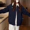 Women's Cotton Jacket Coat: American Design, Lambswool Lapel, Autumn/Winter, Casual Loose Fit, Thickened for Warmth.