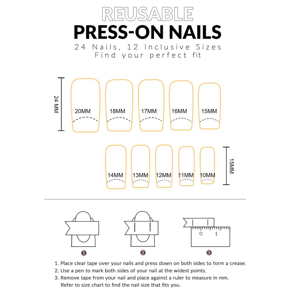 24PCS Glossy Press on Nails with Flower Decor Chip-Proof Smudge-Proof Fake Nails for Hot Girl Dress Matching