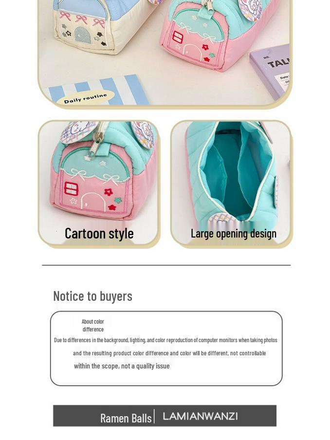 Little House Design Cute Pencil Case: Large Capacity Student Stationery Storage Bag