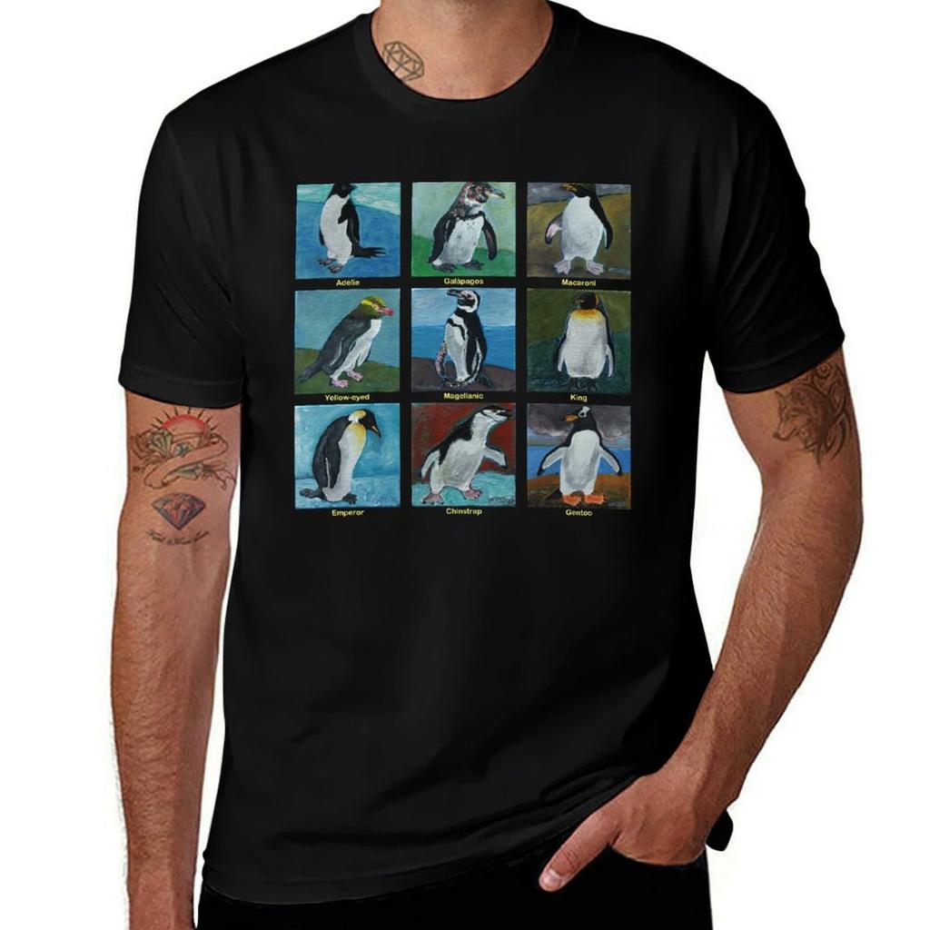 Nine Penguins T-Shirt Big and Tall Loose Fit T-Shirt