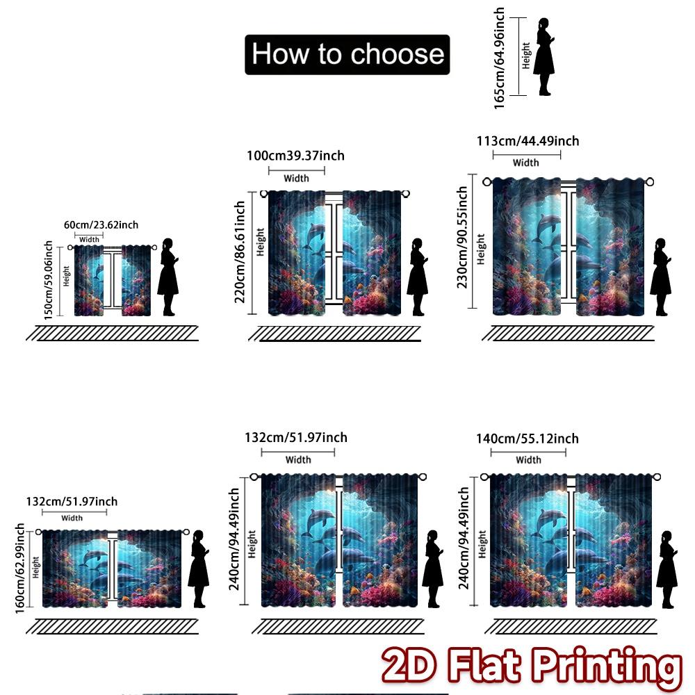 2 Stück, 2D-FLACHDRUCK Vorhänge (Ohne Stange) Ocean Harmony Beliebte Vorhänge&Drapierungen Festival Strapazierfähige Polyesterstoff-Vorhänge