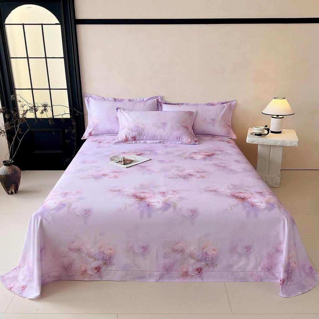 Premium 100% Long-Staple A-Grade Pure Cotton Satin Bed Sheet for Dorms