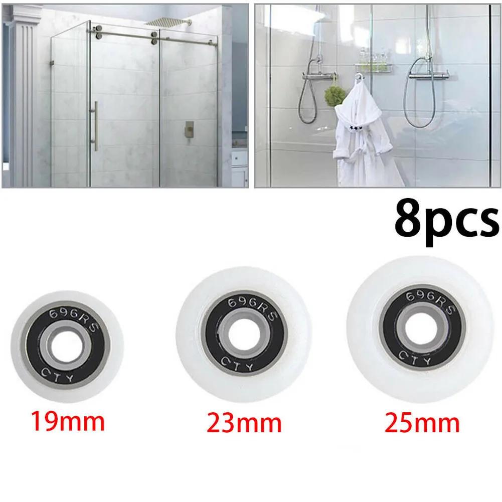 8Pcs Shower Glass Sliding Door Roller Replacement Shower Door Roller Runner Wheels 19/23/25mm Wheel Cabinet Pulley Hardware