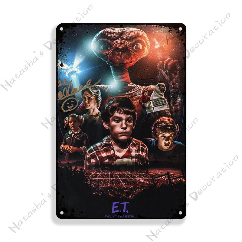 E.T. the Extra-Terrestrial Movie Metal Poster Vintage Wall Plate Bar Club Industrial Decor Metal Tin Sign Vintage Metal Plaque