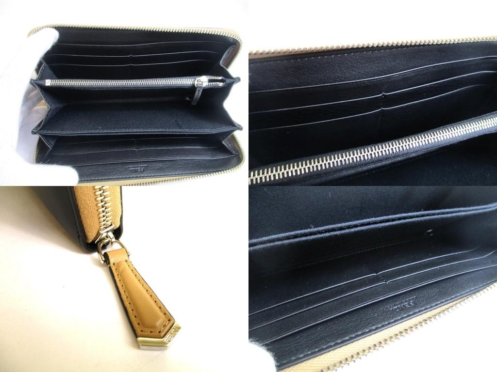 Authentic FENDI Peekaboo Beige Leather Zip Around Long Wallet #a899  Refurbished