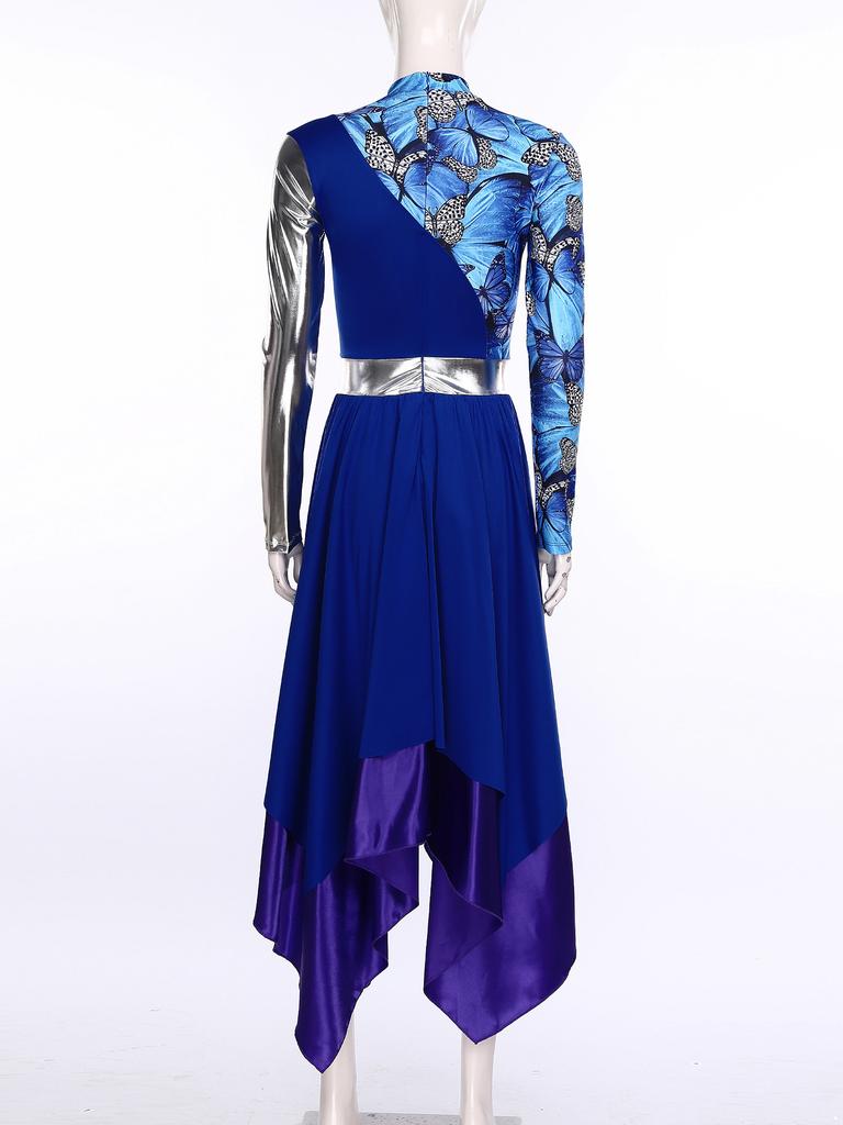 Liturgische Lof Dansjurk voor Vrouwen Kleurblok Onregelmatige Jurk Kerk Aanbidding Dans Kostuum