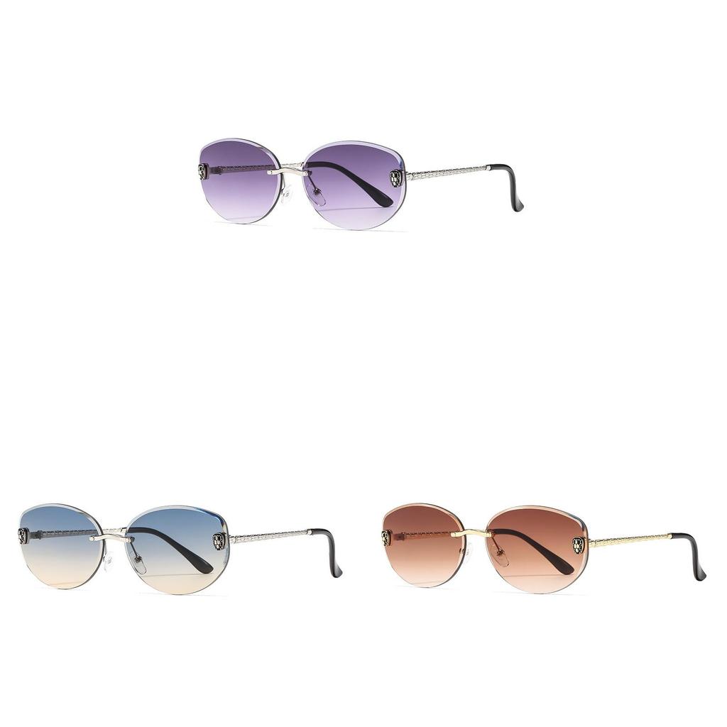 Fashion Female Retro Metal Frame Sun Glasses With Gray Lenses For Summer Outdoor Use