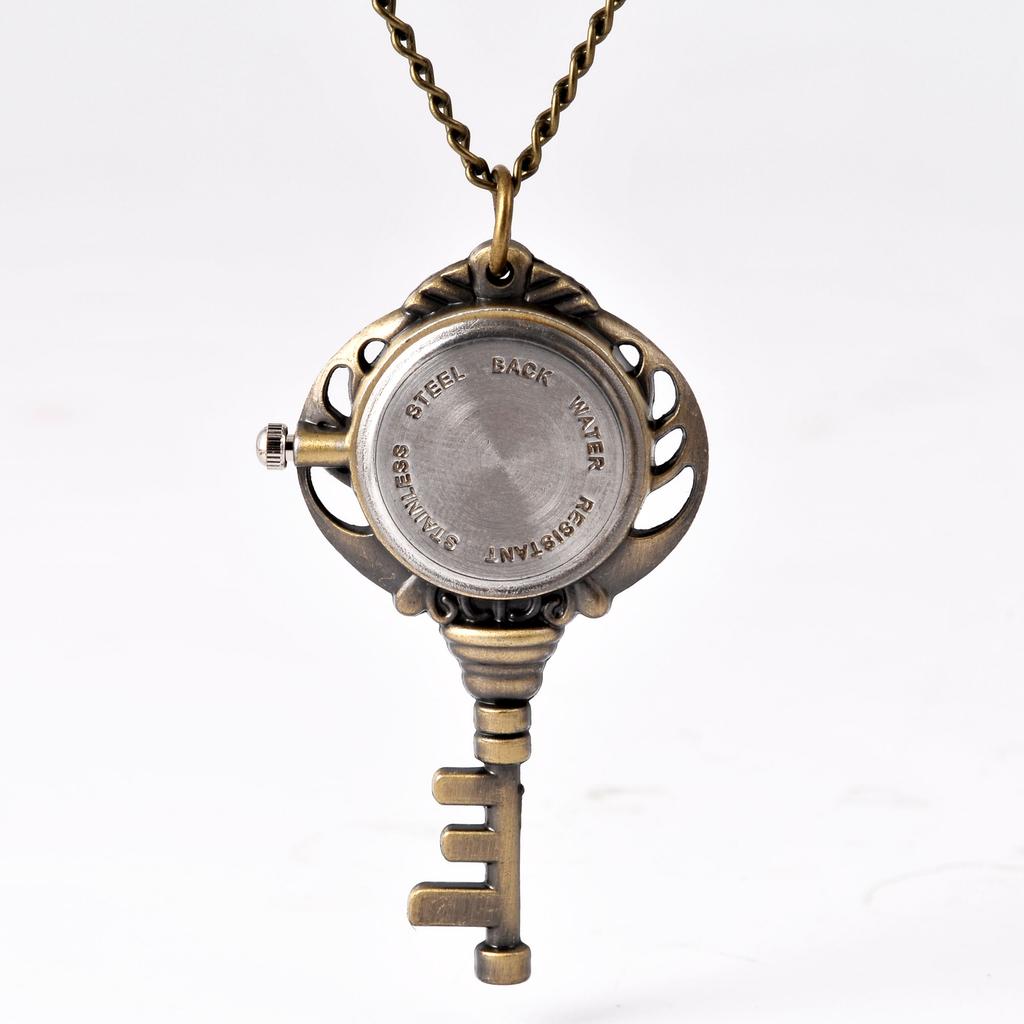 Klein Zakhorloge Bronzen Hanger Sleutelvorm Kwarts Zakhorloge
