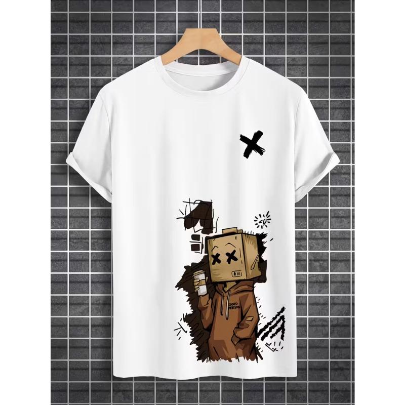European sizes Men S T-Shirt, Athletic Fashion Trendy Optimistic Positive Print, Casual Comfortable Aesthetic Breathable, Standard Fit S