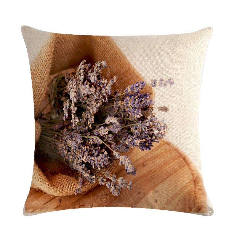 Purple Landscape Lavender Collection Digital Printing Short Plush Pillow Covers For Car Sofa Office Cushion Cover Home Goods