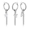 Punk Stainless Steel Chain Hoop Earrings Unisex Goth Pop Hip Hop Pendants Fashion Ear Jewelry Accessories