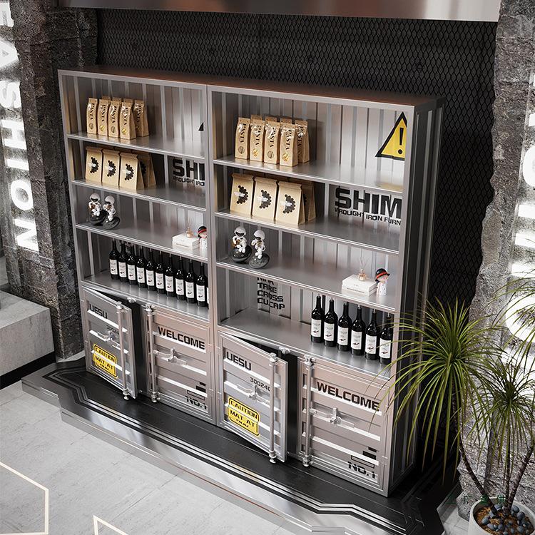 Wrought Iron Wine Display Cabinet for Restaurants and Bars