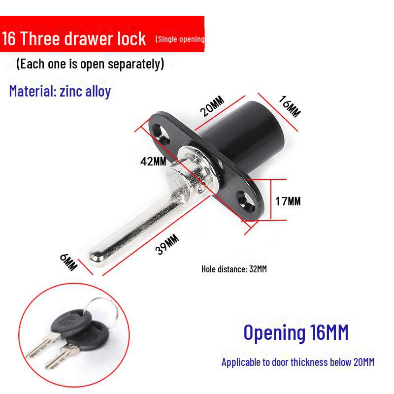 Încuietoare cu trei sertare pentru mobilier de birou și dulapuri de dosare