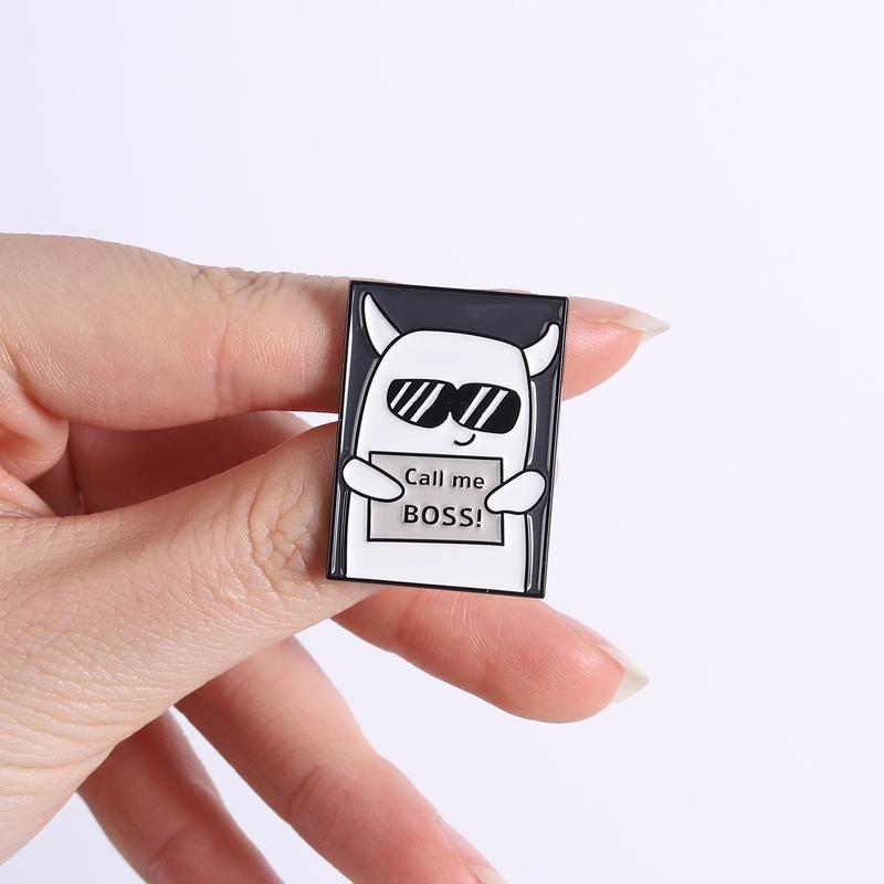 Xiaomi Call Me Boss Little Devil Enamel Pin Cool Devil Wearing Sunglasses Brooch Clothes Lapel Badge Fun Jewelry Gift for Office Worker