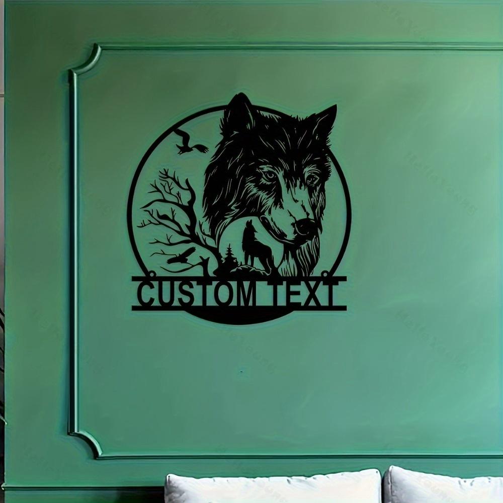 Einzigartige Handgefertigte Individuelle Vintage Metall Wandkunst Wolf Baum Personalisierte Heimbüro Dekoration