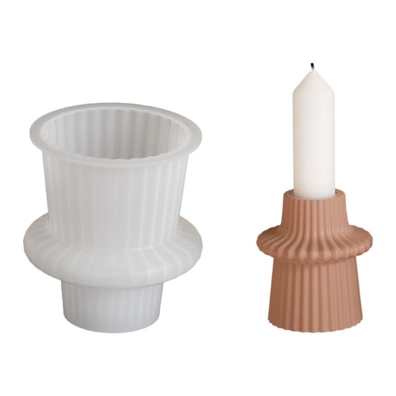 Creative Candle Holders Silicone Molds Premium Silicone Mold For Individualized Striped Candle Holder Ornament Creation