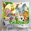 Cartoon Baby Animals Tapestry Cute Tiger Tapestry Creative Theme for Children Wall Hanging Living Room Bedroom Dorm Tapestries