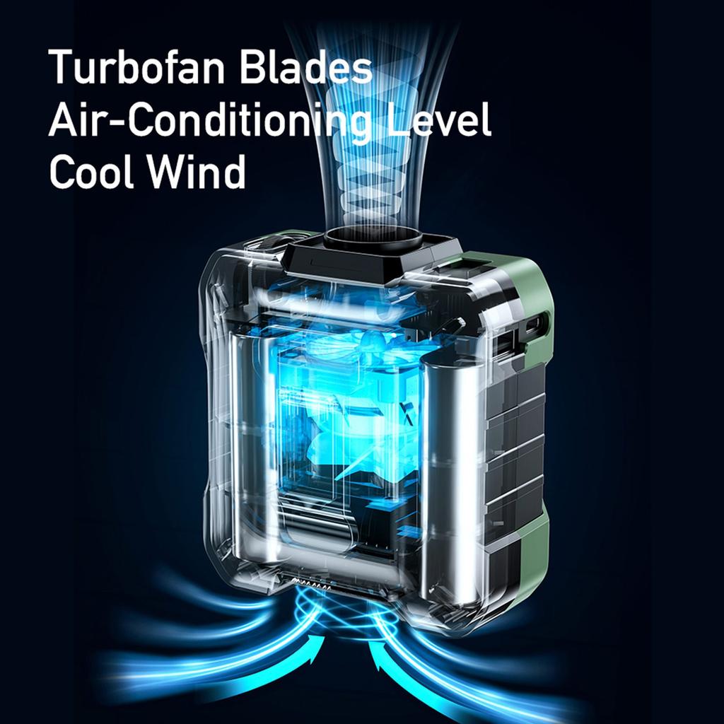 Vysoce rychlostní nositelný stolní ventilátor - Přenosný ventilátor s dobíjecí baterií a funkcí nabíjení telefonu pro venkovní aktivity