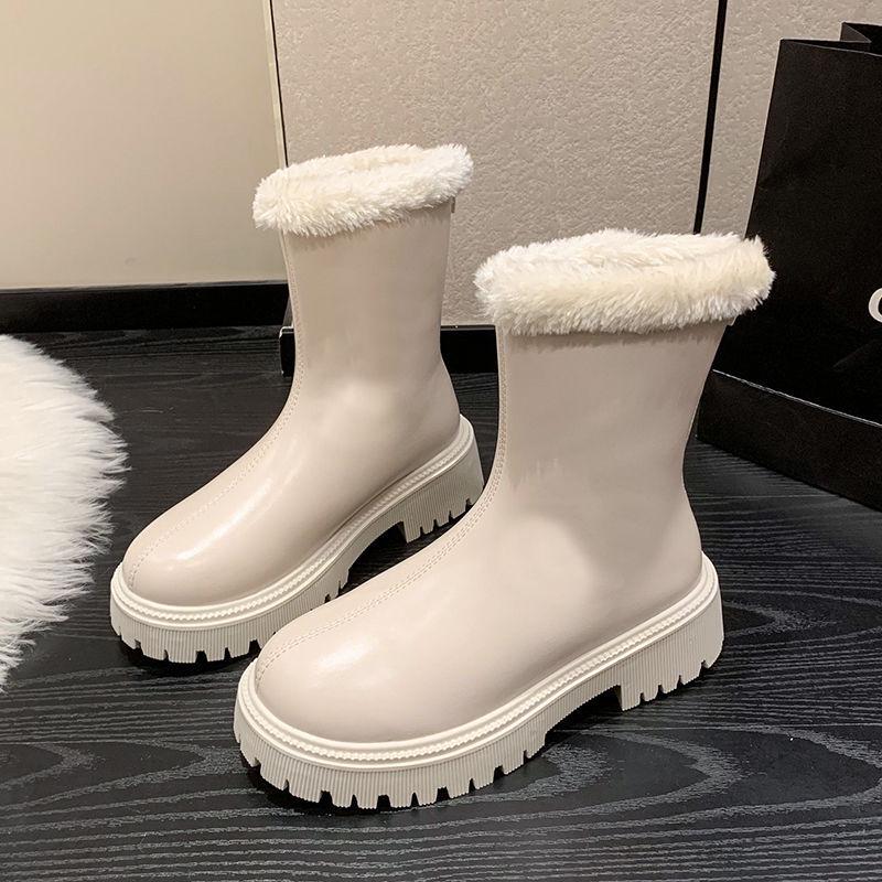 Women's 2025 Knee-High Waterproof Fleece-Lined Slimming Boots - Thick-Soled, Over-the-Knee, High-Top Cotton-Padded Winter Knight Boots.