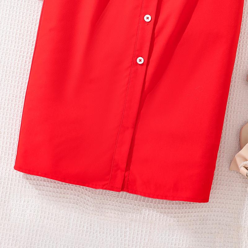 Girls Elegant Dress Summer Kids Fashion Sleeveless Back Hollowed-out Hip Shirt Dress