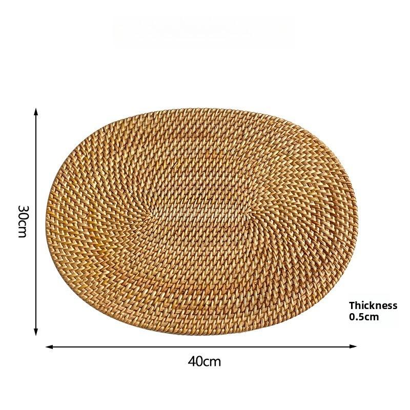 

1pcs Rattan Woven Oval Non-Slip Heat-Resistant Placemat Home Kitchen Dining Table Decor Mat Anti-Skid Tableware Pad S