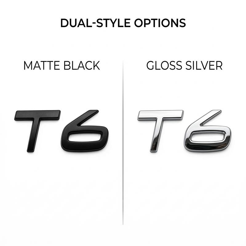 3D Metal T5 T6 AWD Car Trunk Emblem Badge Letter Logo Decal Replacement For Volvo XC60 XC90 S60 S90 Black Chrome Accessories