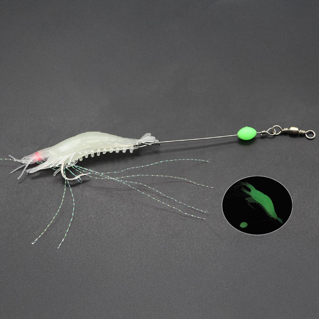 Simulation Shrimp Soft Lures Luminous Swimbait Shrimp Fishing Lure with Hooks for Bass Trout Bream & Pickerel