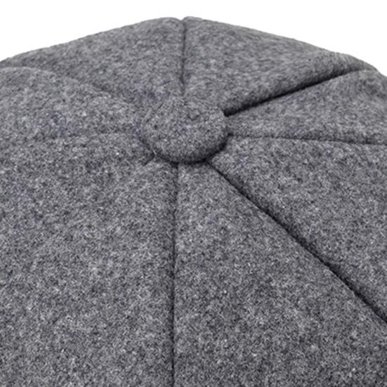 Wide Brim Sunscreen Beret Hat Skin-Touch Retro Octagonal Painter Woolen Hat for Fall Winter