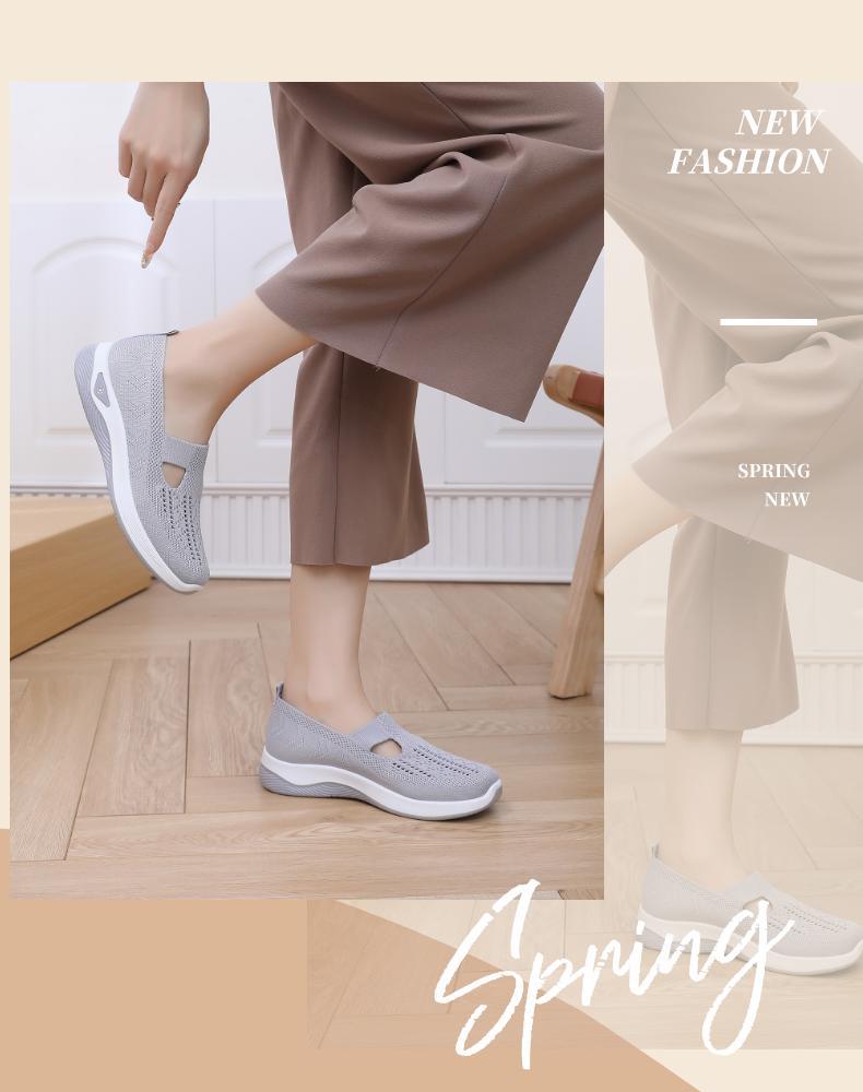 Sandales d'été respirantes, antidérapantes à semelles souples pour femmes d'âge moyen et âgées