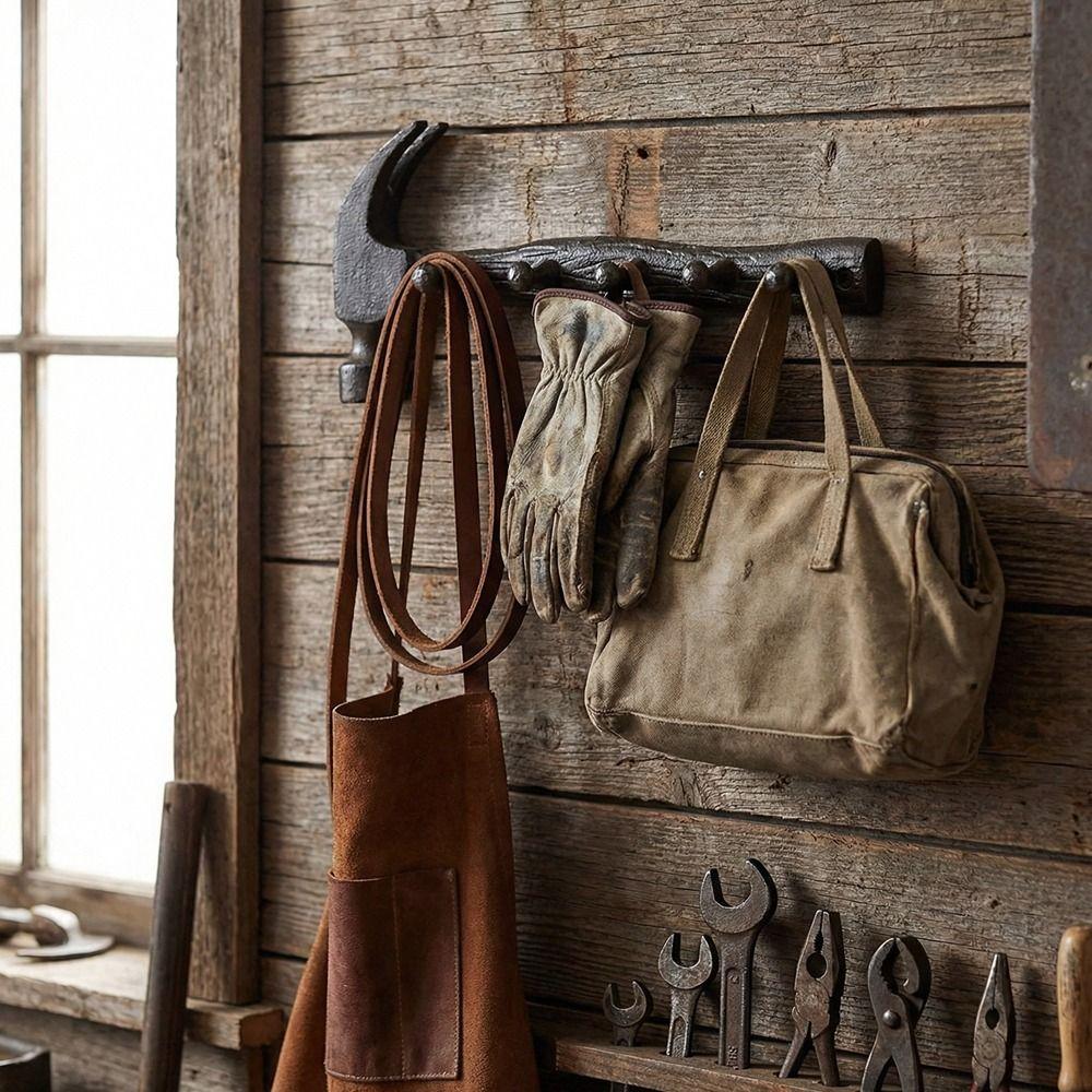Vintage Wall-Mounted Decor Shelf DIY Dual-Purpose Hooks Creative Cast Iron Wall Hooks  Patio