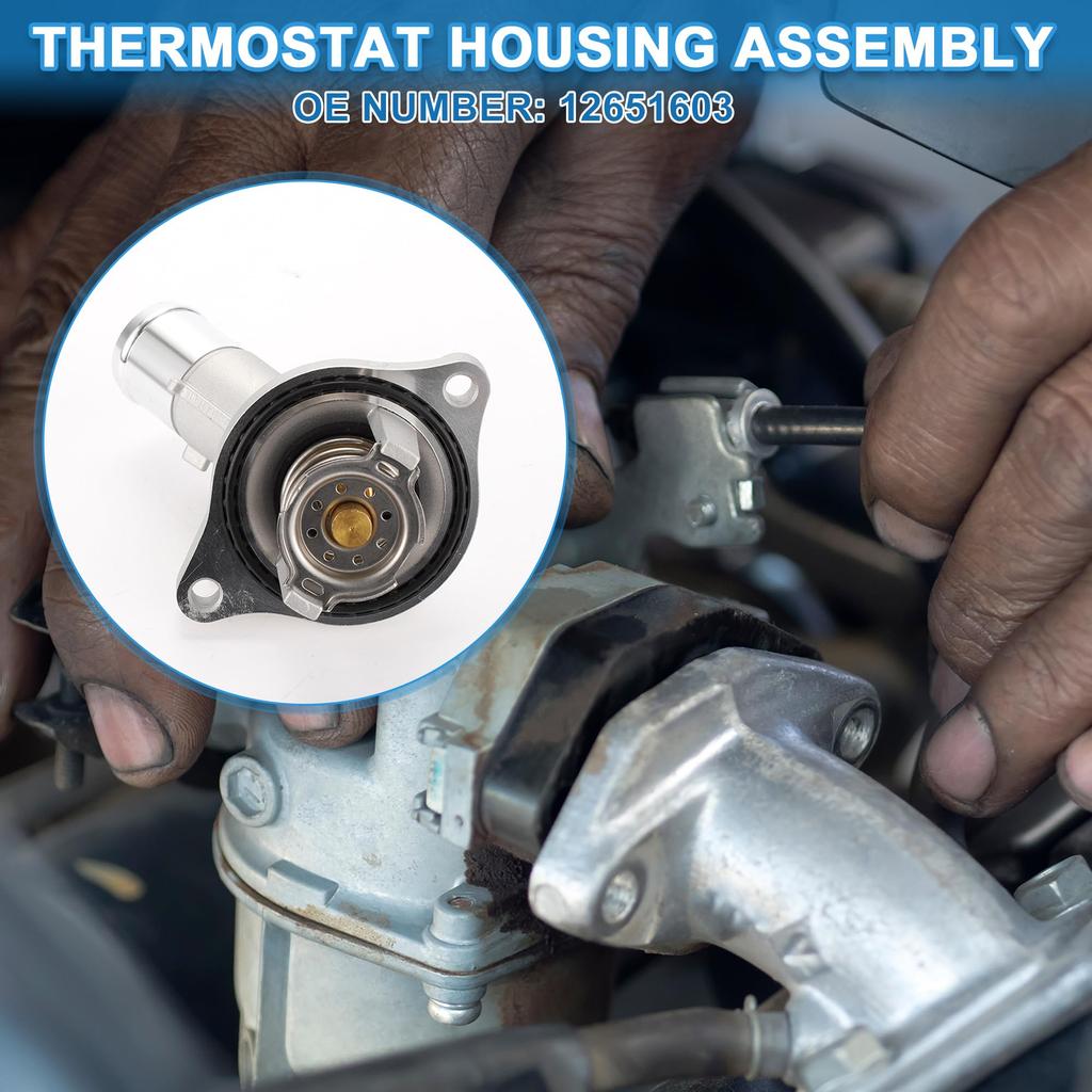 ABSOPRO Engine Coolant Thermostat Housing Assembly for Chevrolet Malibu Aluminum Silver Durable 2.0L (2013-2022) - Alloy, Tone,