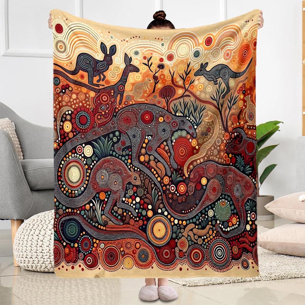 Australian Aboriginal Style 18 Blanket Durable Comfort Perfect for Picnics Couch Bed for All Seasons Stylish Decor