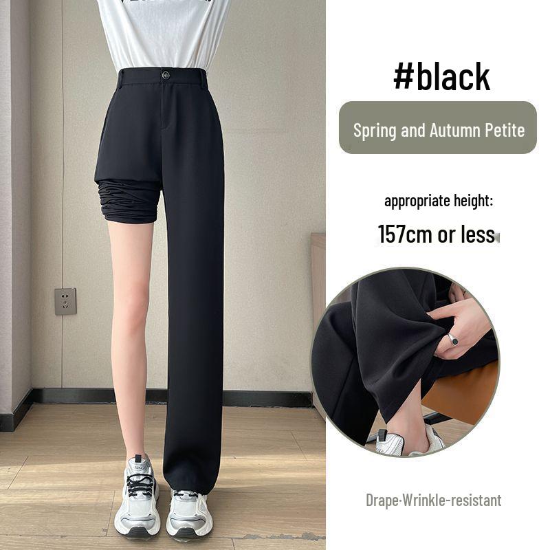 Schwarze High-Waist Straight-Leg Hosen für Damen, Slim Fit, für Frühling/Sommer 2026