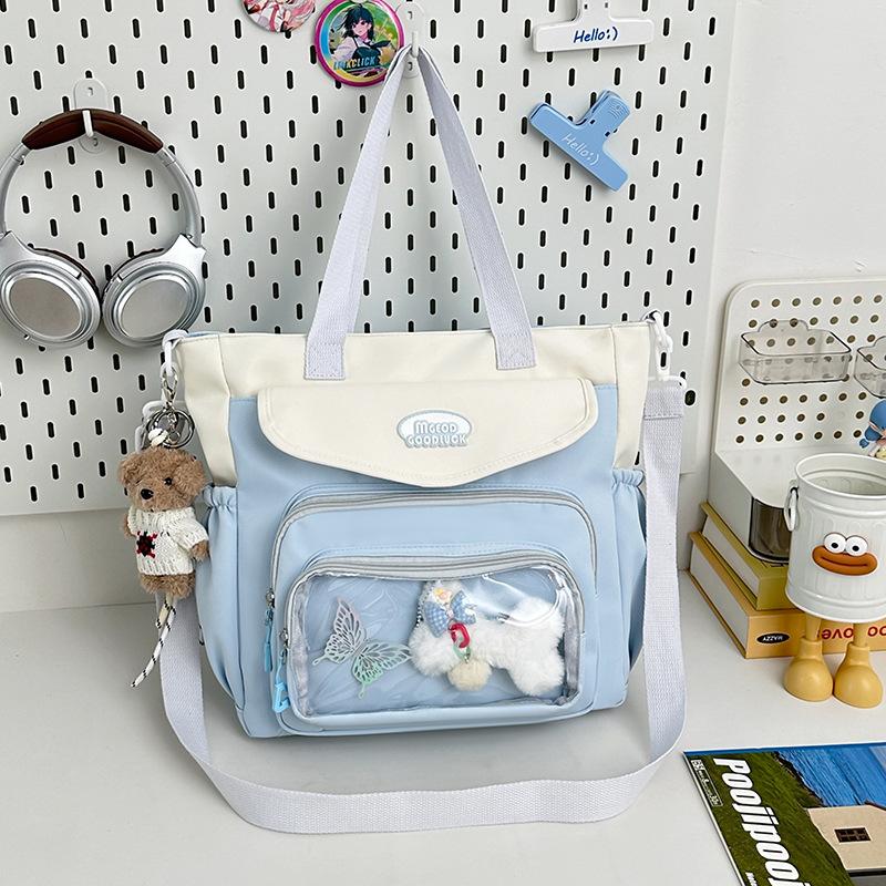 Small fresh, sweet, high-value contrasting color make-up bag, light messenger bag for girls' casual class