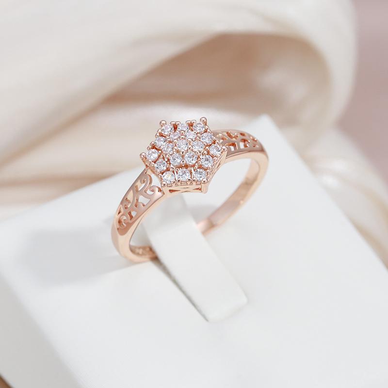Kinel Zircon Full Paved Rings For Women Rose Gold Color Jewelry Gift