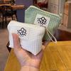 2024 Japanese Minimalist Waffle Pattern Lipstick Wristlet with Summer Flower Design