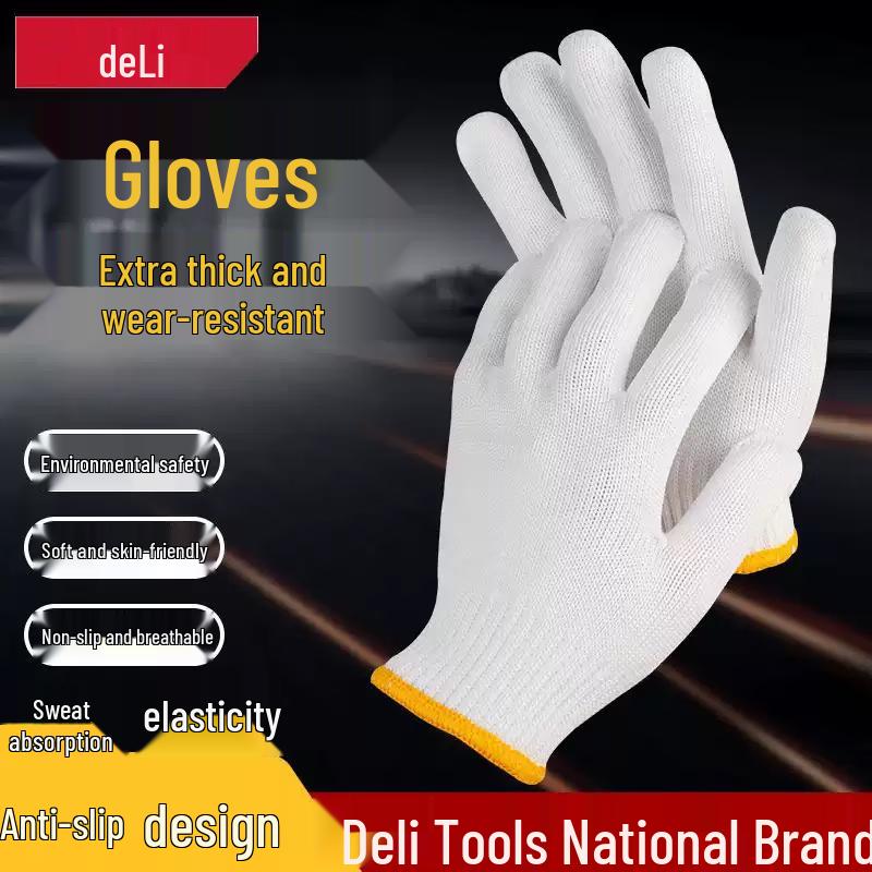 Deli Wear-Resistant Anti-Slip Cotton Work Gloves