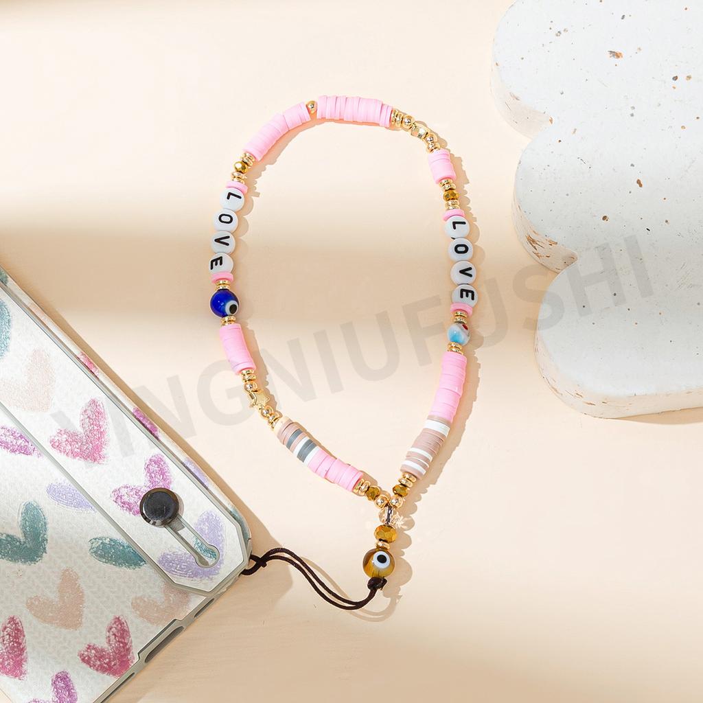 Bohemian women's short anti-lost mobile phone lanyard fashionable personalized beaded mobile phone chain lanyard