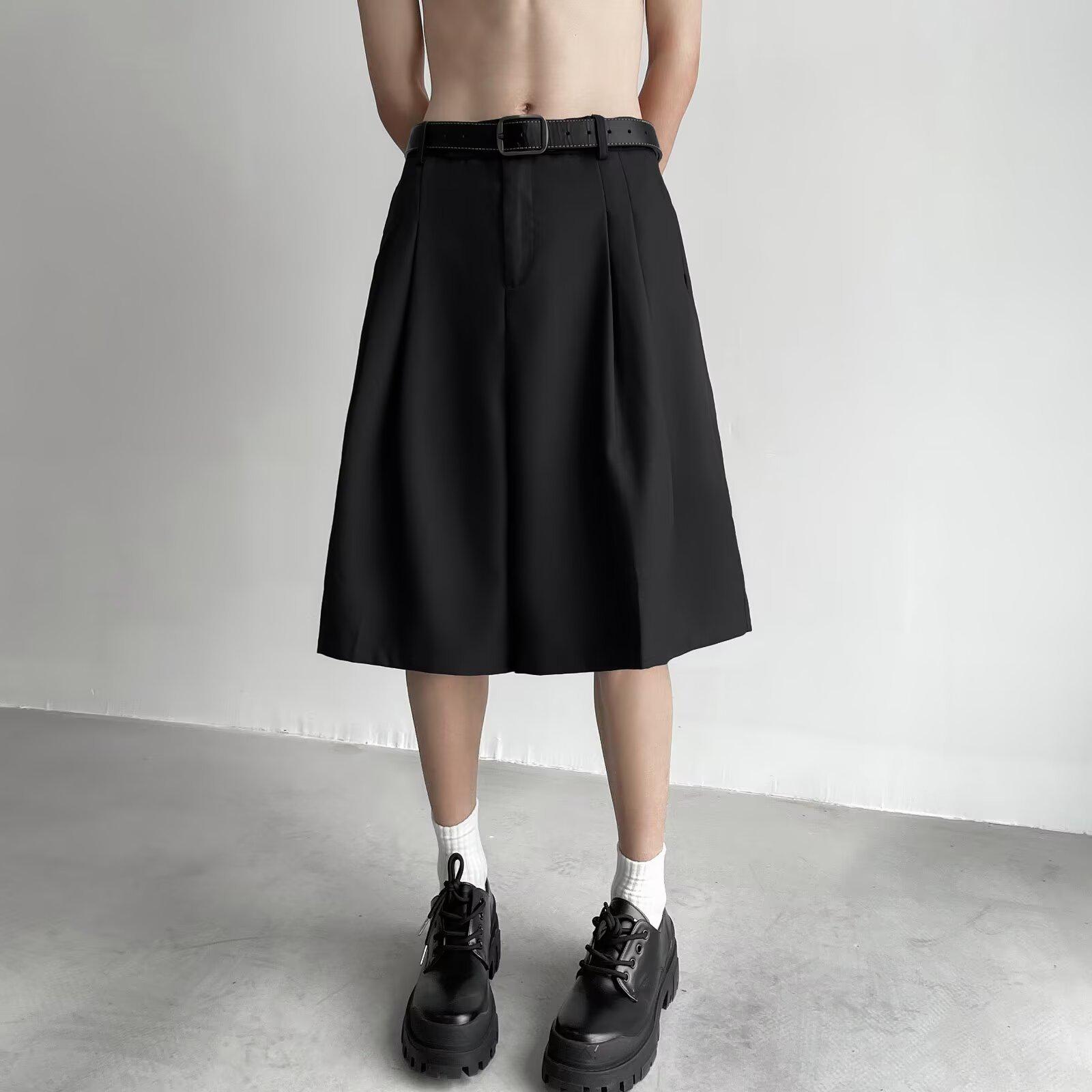 

Унисекс Черные Шорты А-силуэта с высокой талией средней длины с широкими штанинами - Летние Легкие, Слим-фит, Повседневный Дизайн Пять Карманов 2XL