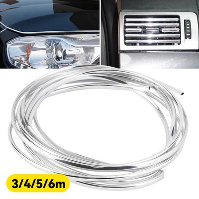 3m/4m/5m/6m Car Door Edge Scratch Air Conditioning Automotive Output Decoration Strip Grid Moulding Trim Protector Chrome DIY U Style