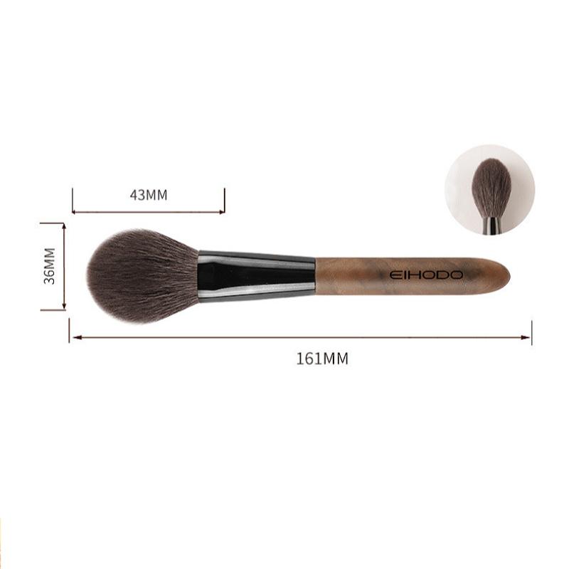 Pro Cheek Blush Brush Round Goat Hair Powder Makeup Brush with Walnut Wood Handle