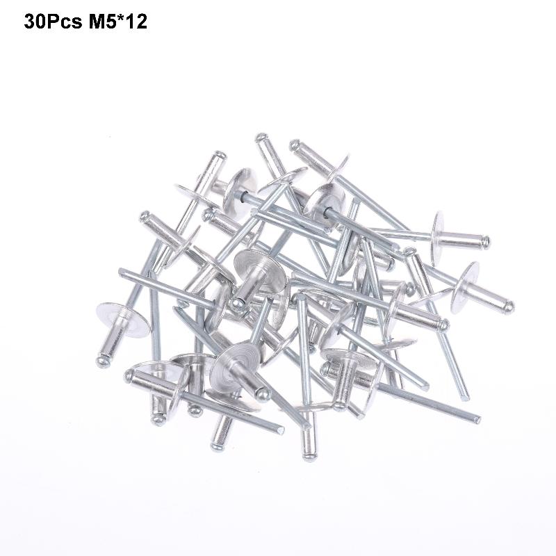 30 Pcs Large Flange Blind Rivets, Aluminum Rivets Assortment Kit Blind Rivets, Round Head Rivets