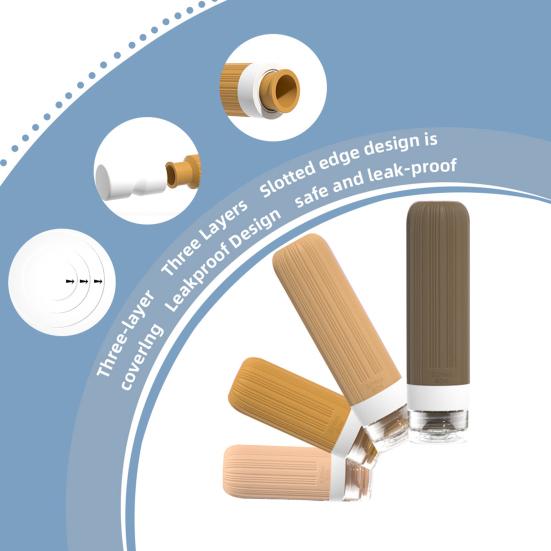 סט 1 60/90 מ"ל בקבוקי נסיעות מסיליקון עמידים לדליפה רב-פעמיים לאחסון קרם פנים, תחליב, קרם הגנה, בקבוק אחסון נייד למילוי חוזר, ריק לכלי רחצה