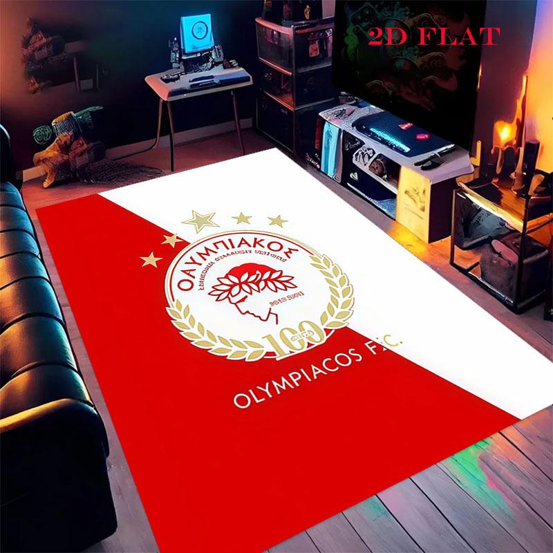 Tappeto Tappeto con Logo Olympiacos per Soggiorno Camera da Letto Casa Decorazione Divano, Tappetino Antiscivolo per Giochi Bambini
