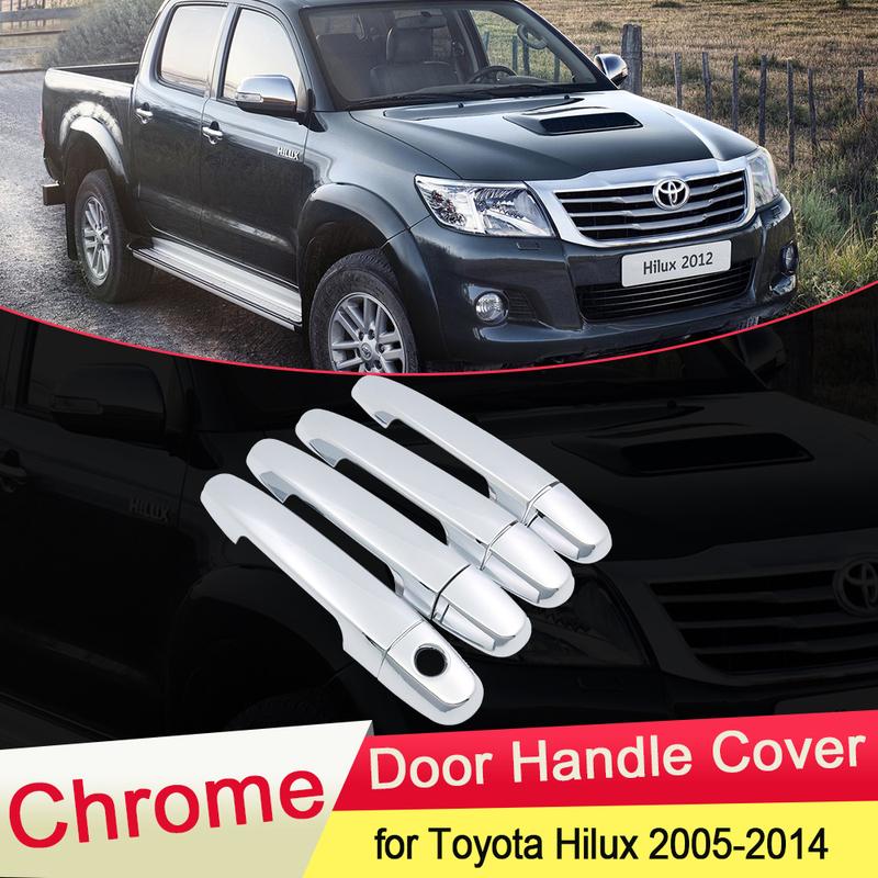 for Toyota Hilux AN10 AN20 AN30 SR5 2005~2014 Chrome Door Handle Cover Trim Luxuriou Catch Cap Car Set Styling Accessories ABS